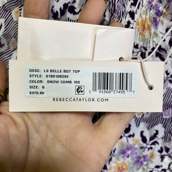 Rebecca Taylor Belle Bouquet Silk Blend Top in Snow Combo NWT $375 Retail - Picture 4 of 9